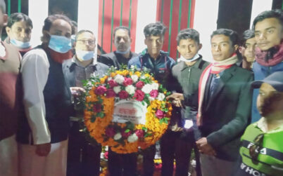 কুলাউড়ায় গ্রাম ডাক্তার ঐক্য কল্যাণ সোসাইটির পুস্পার্ঘ অর্পণ